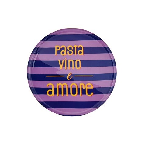 Love Trays, Dekotablett, M, Motiv: Pasta, vino e amore, rund,  lila
