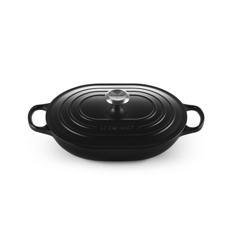 Le Creuset Oblong Bräter, Gusseisen, oval, 31 cm schwarz