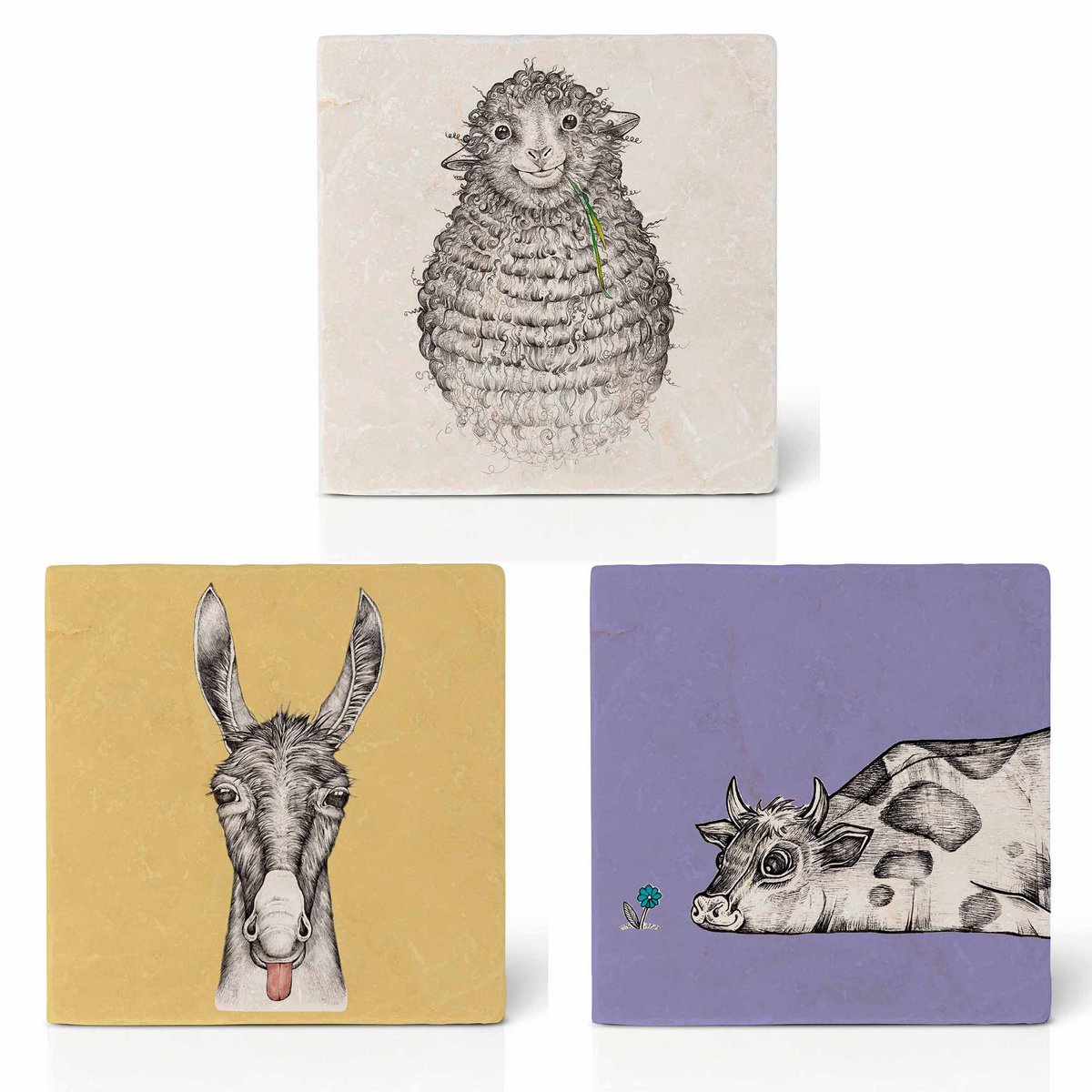 Fliesenuntersetzer – 3er-Set – Hoftiere Fliesenuntersetzer – 3er-Set – Hoftiere
