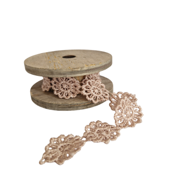Spitzenband auf Holzspule, 2 m Rosa