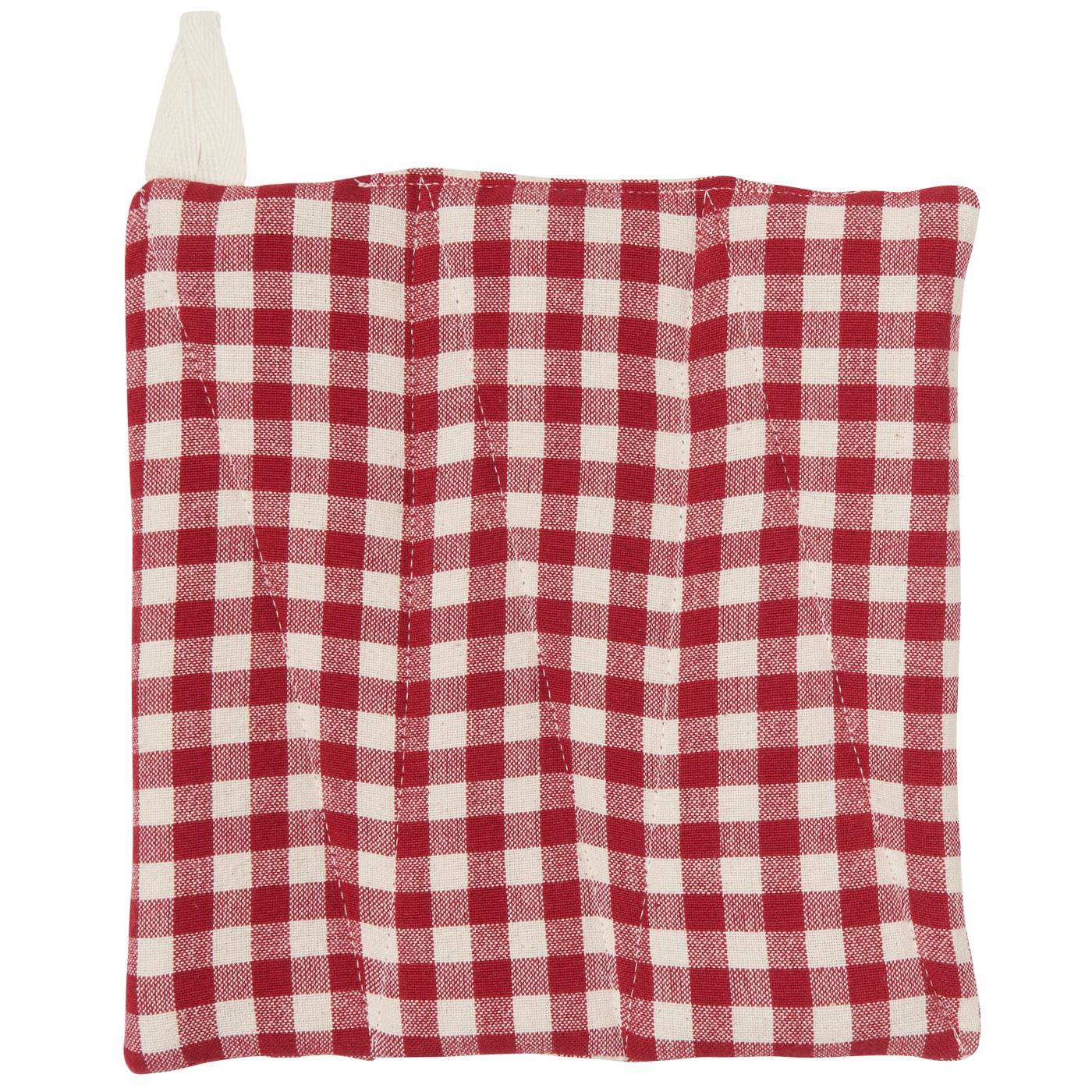 Topflappen Asta rot m/kleinen naturfarbigen Karos Topflappen Asta rot m/kleinen naturfarbigen Karos