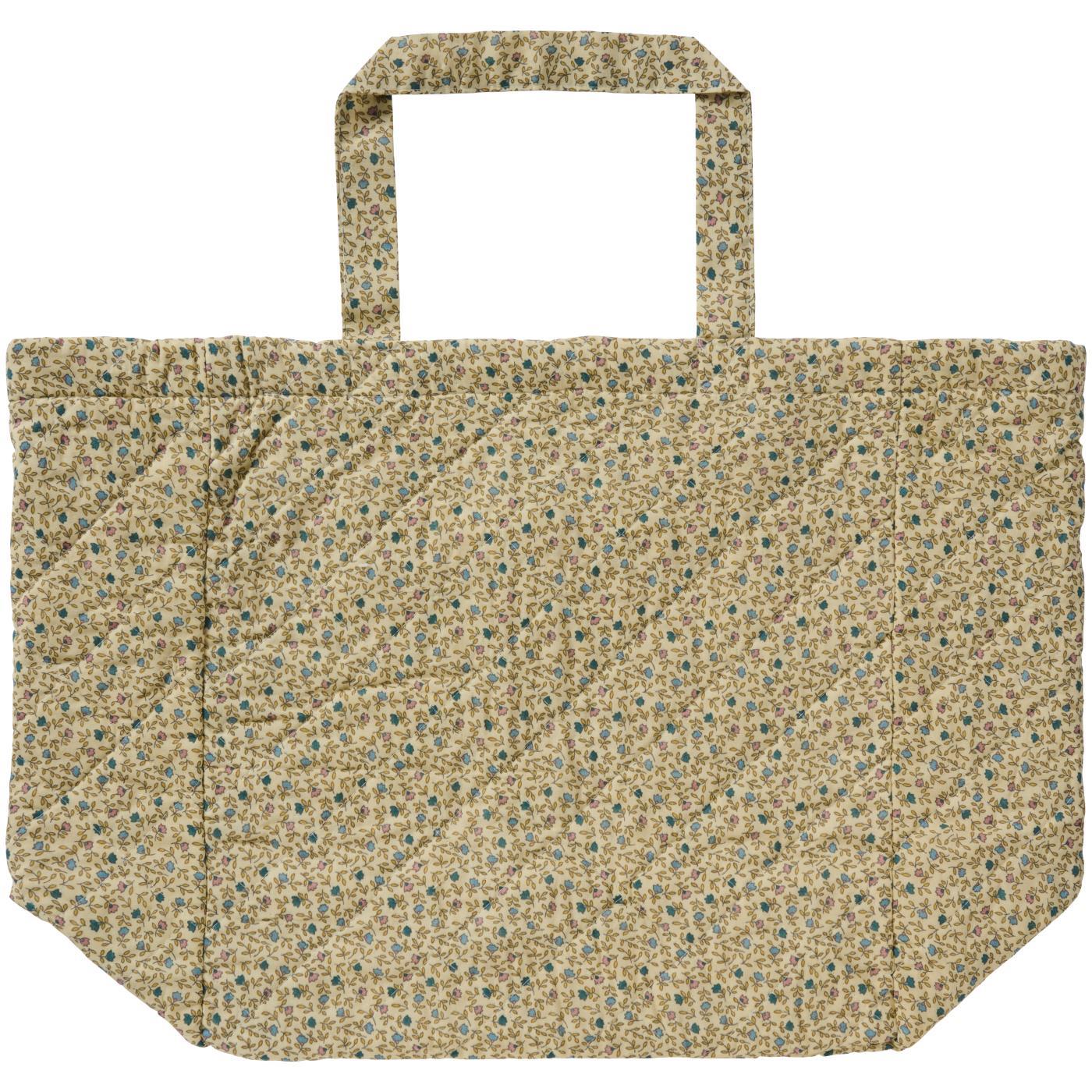 Tasche wattiert creme m/blauen und rosa Blumen