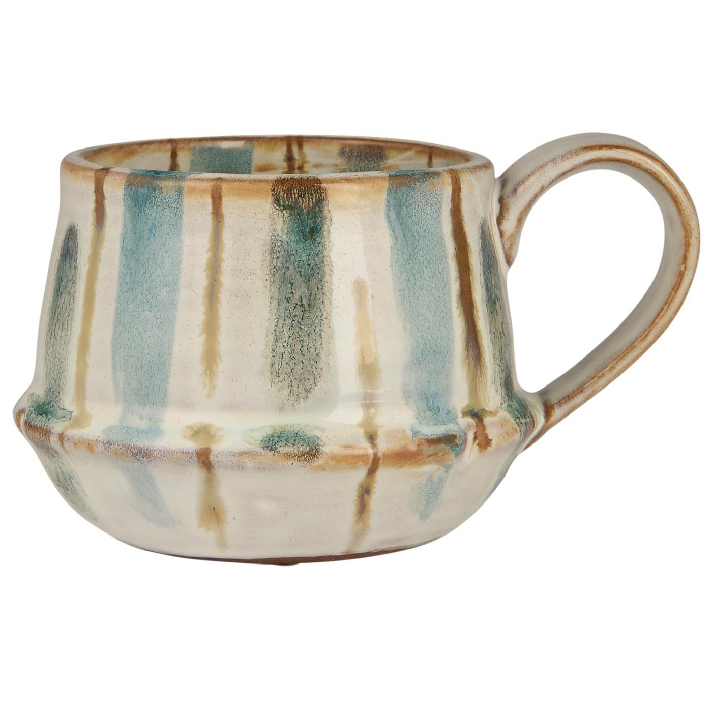 Tasse m/Henkel Kalmar breite staubig blaue Streifen
