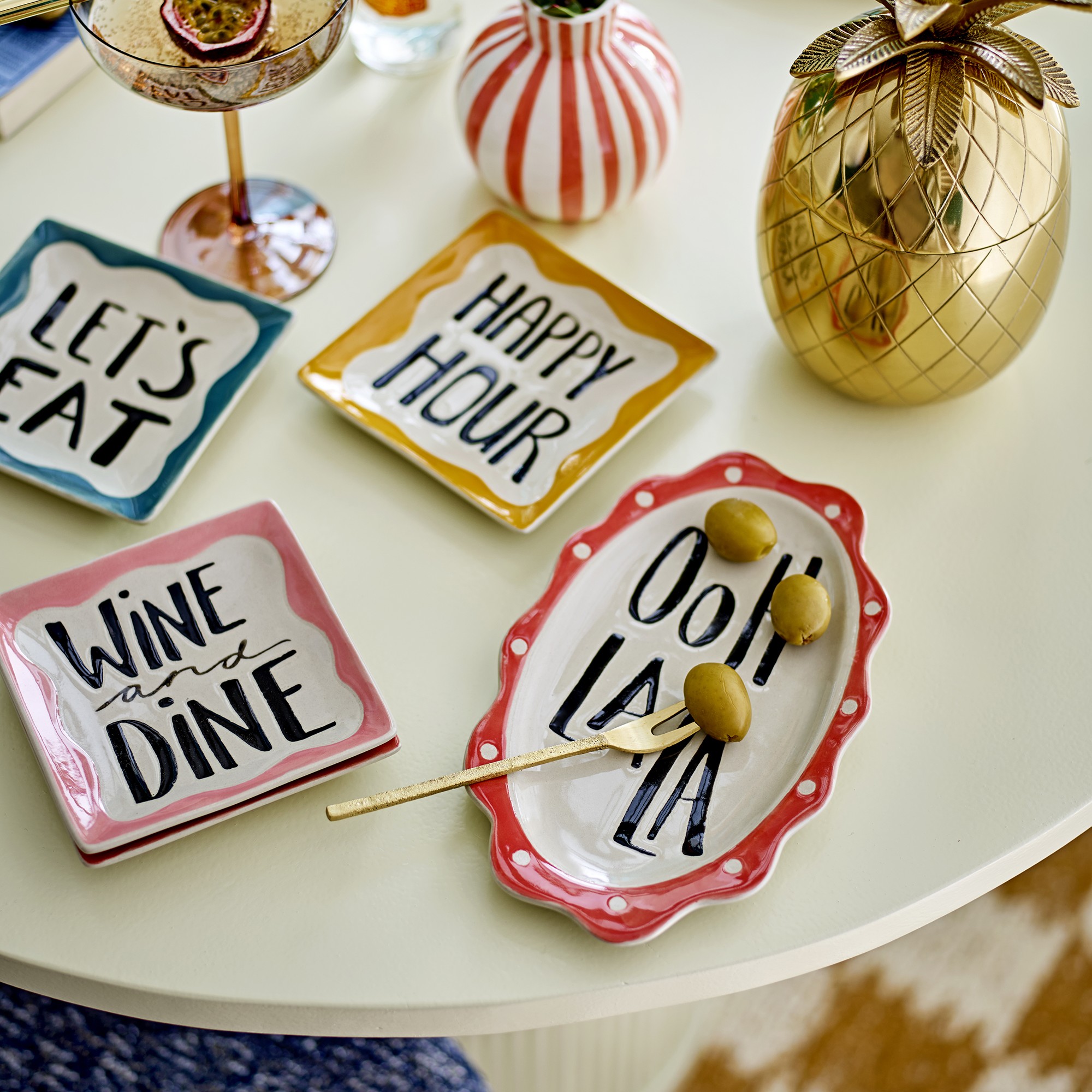 Soline Teller, 4er Set, Steingut