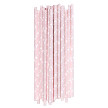 paperstraw-rose Papier-Strohhalme "rosa mit weißen Sternen"