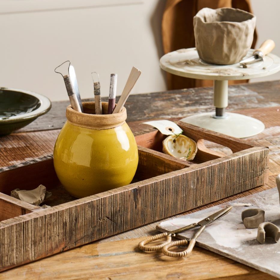 Kiste m/3 Fächern und Griff an jedem Ende länglich UNIKA