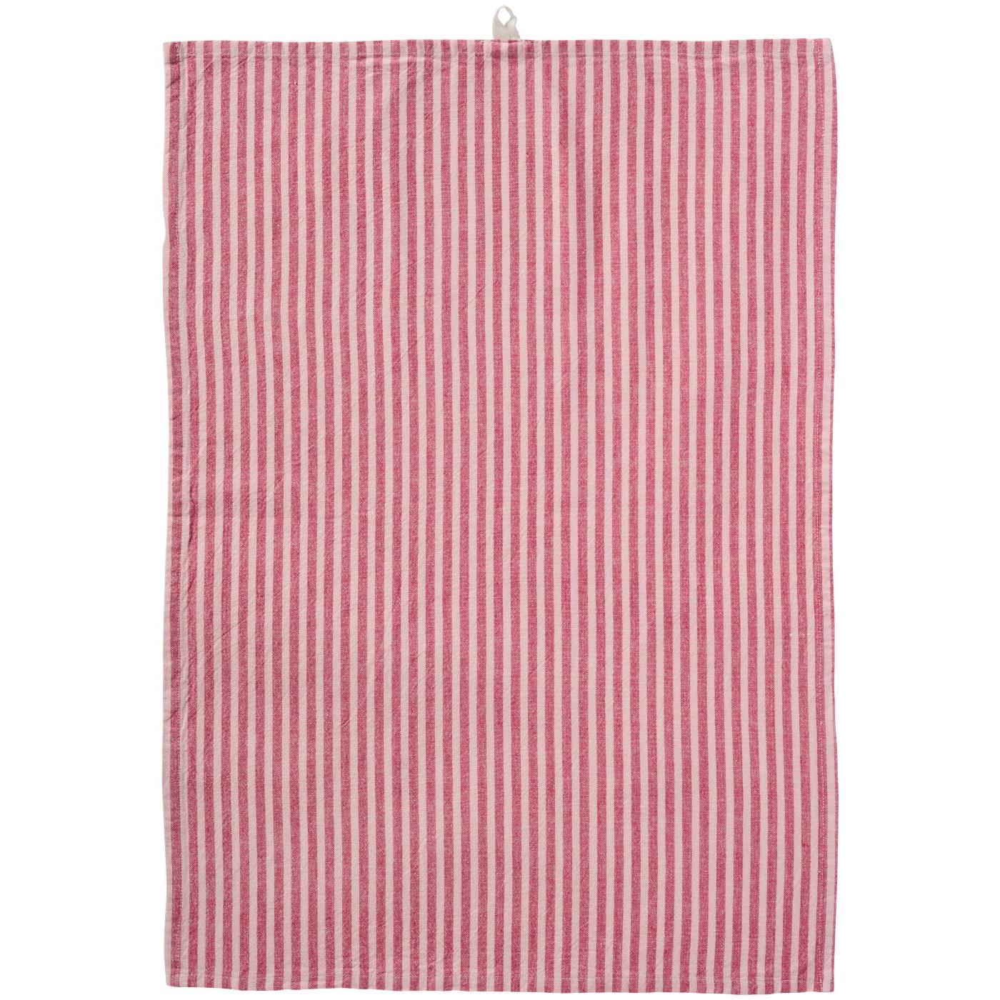 Geschirrtuch Linea m/hellrosa und himbeerfarbigen schmalen Streifen