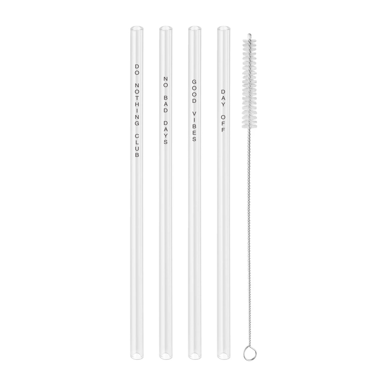 Eulenschnitt Glastrinkhalme  no bad days, 4er Set  