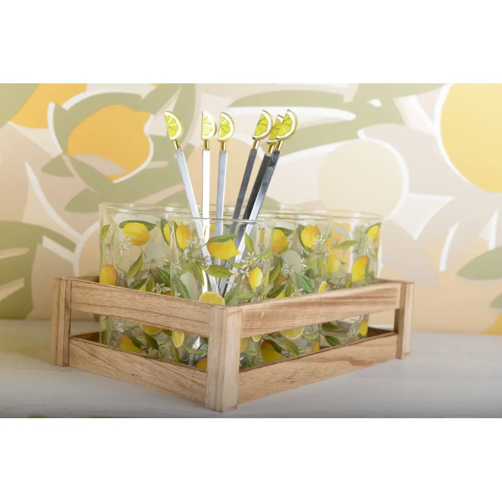 Set aus 6 langen Löffeln mit Zitronendesign Set aus 6 langen Löffeln mit Zitronendesign