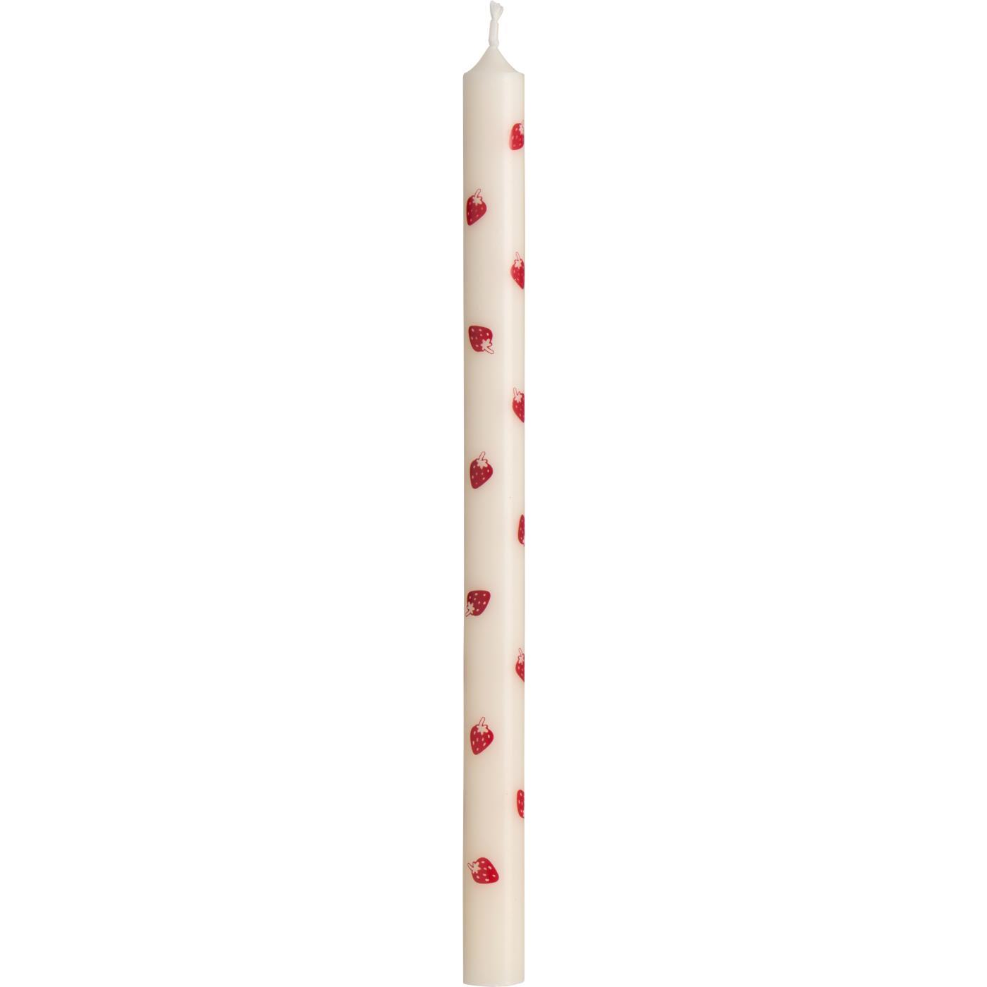 dünne lange Kerzen mit roten Erdbeeren, 5 Stck. 