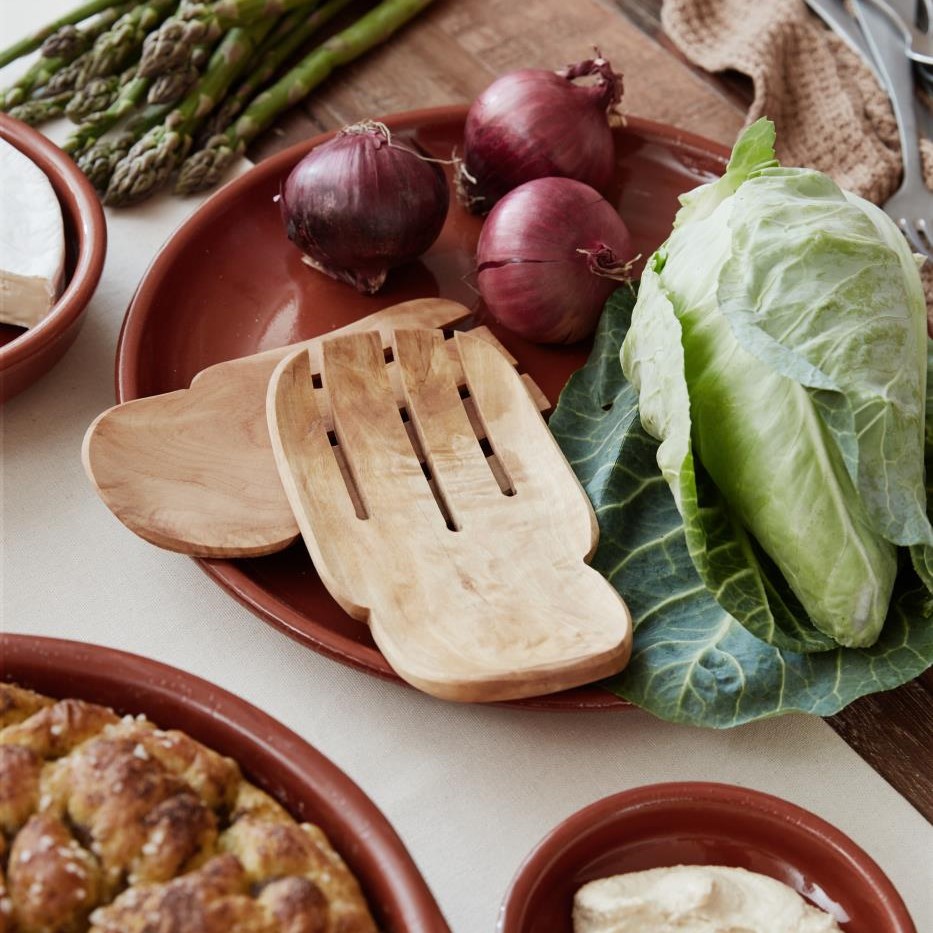 Salatbesteck breites Modell Olivenholz Salatbesteck breites Modell Olivenholz