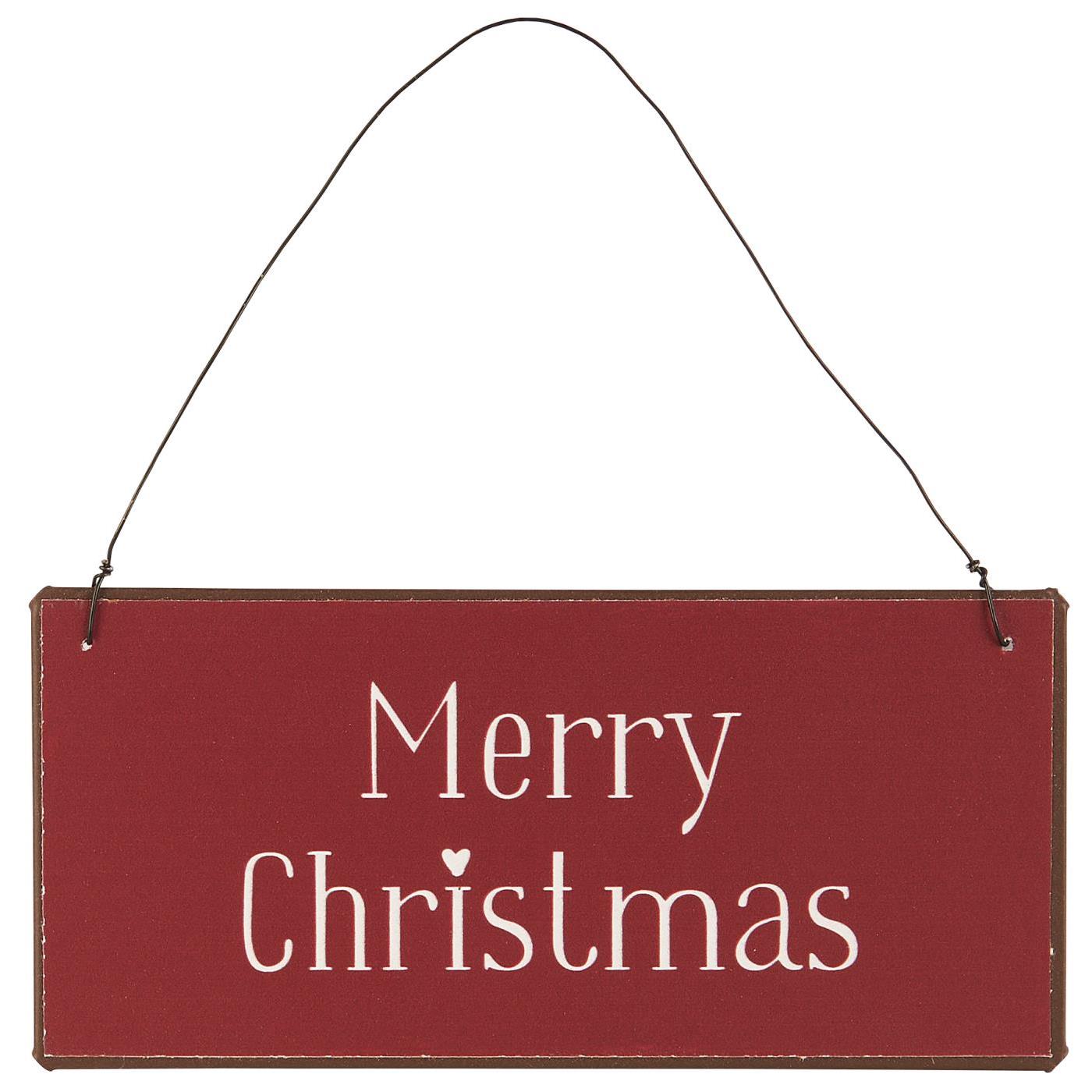 Metallschild Merry Christmas dunkelrot