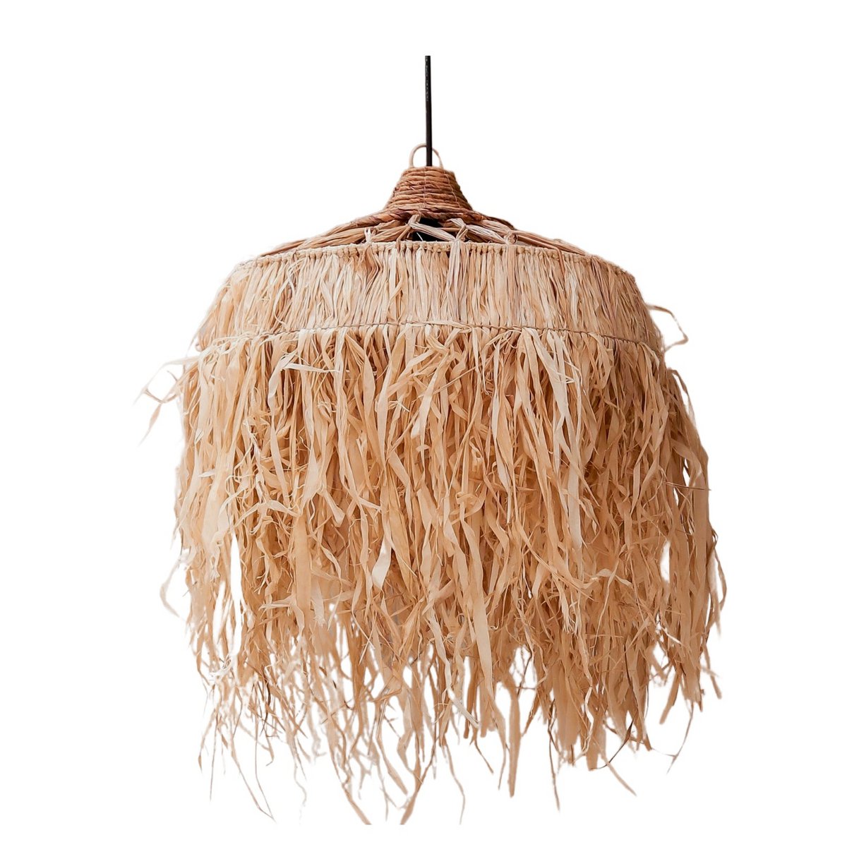 Bastlampe mit langen Fransen | Lampenschirm | Pendelleuchte KAWI (2 Größen) Größe: M Bastlampe mit langen Fransen | Lampenschirm | Pendelleuchte KAWI (2 Größen) Größe: M