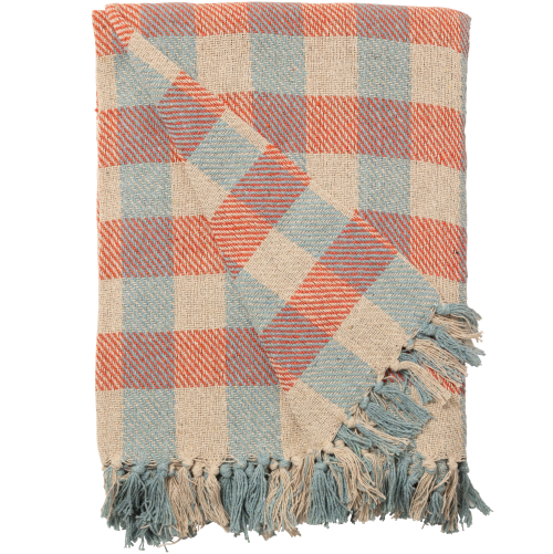 Plaid Würfel Mint/Orange aus Baumwolle