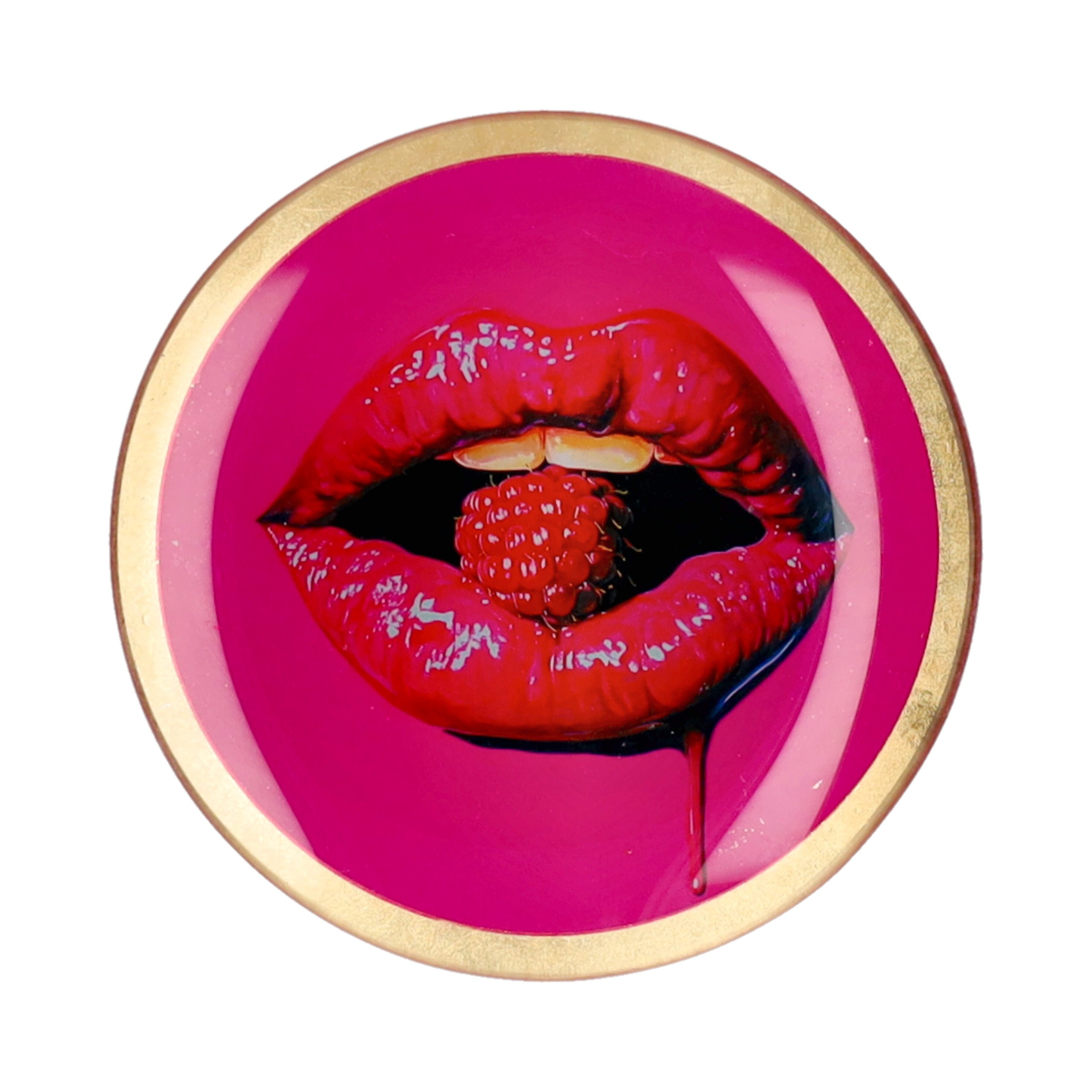 Love Plates, Glasteller M, Motiv: Mund, rund, pink