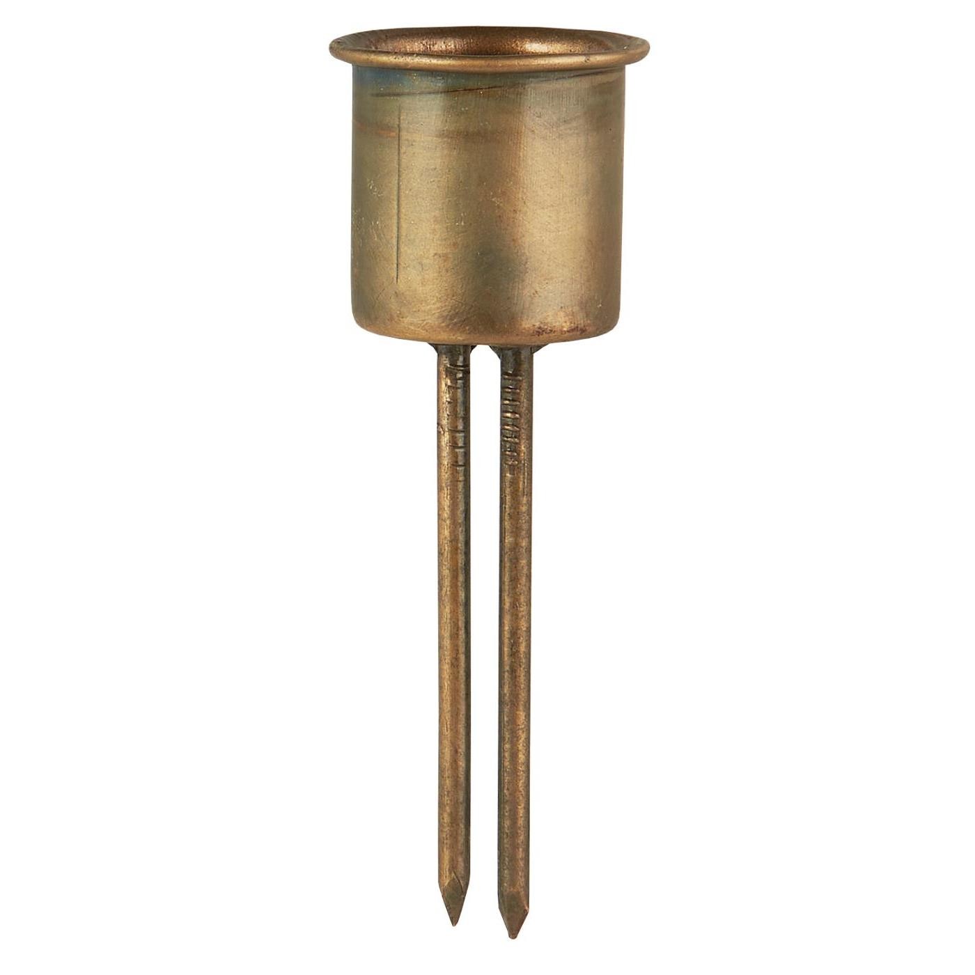 Spießkerzenhalter 2-Spieße hoch für 2,2 cm Kerze Gold