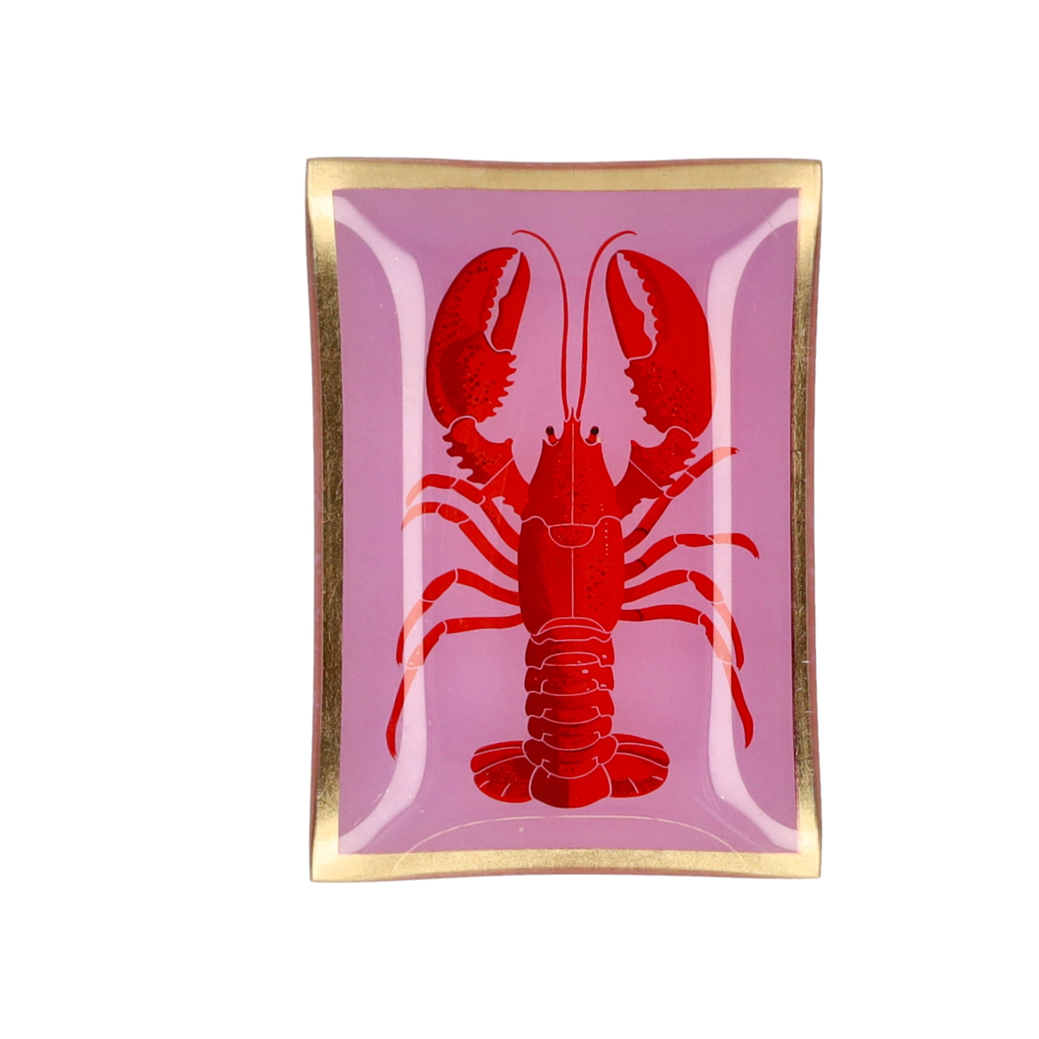 Love Plates, Glasteller M, Motiv: Hummer, rosa/rot