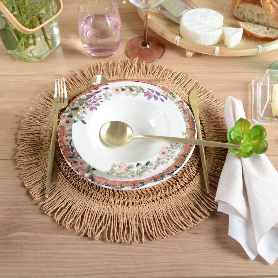 Tischsets Stroh rund gehäkelt